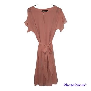 Ralph Lauren pale pink flutter sleeve ruffle chiffon dress size 8